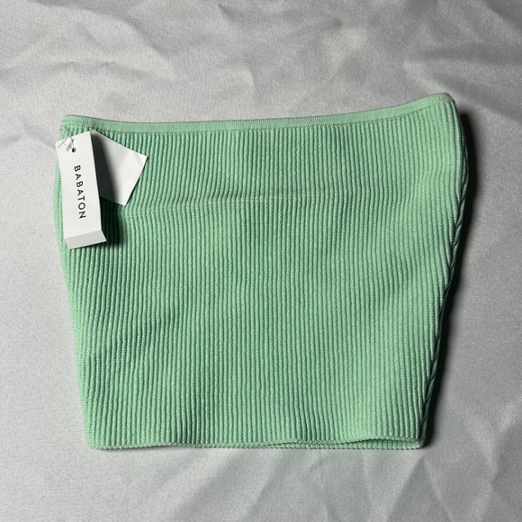 Babaton Tops - Babaton Sculpt Knit Tube Top Menthe Subtile Mint Green Ribbed Strapless XS NEW